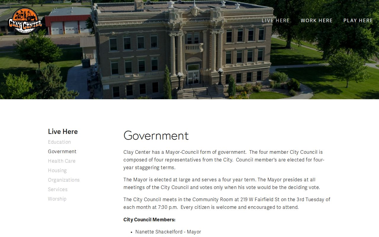 Clay Center official government page for local police and custody records context